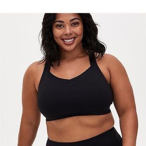 Torrid active Black racer back wicking medium support sports bra size 2